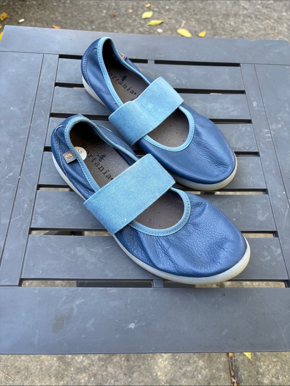 Women's Casual Slip-On Mary Jane Flats in Navy and Light Blue